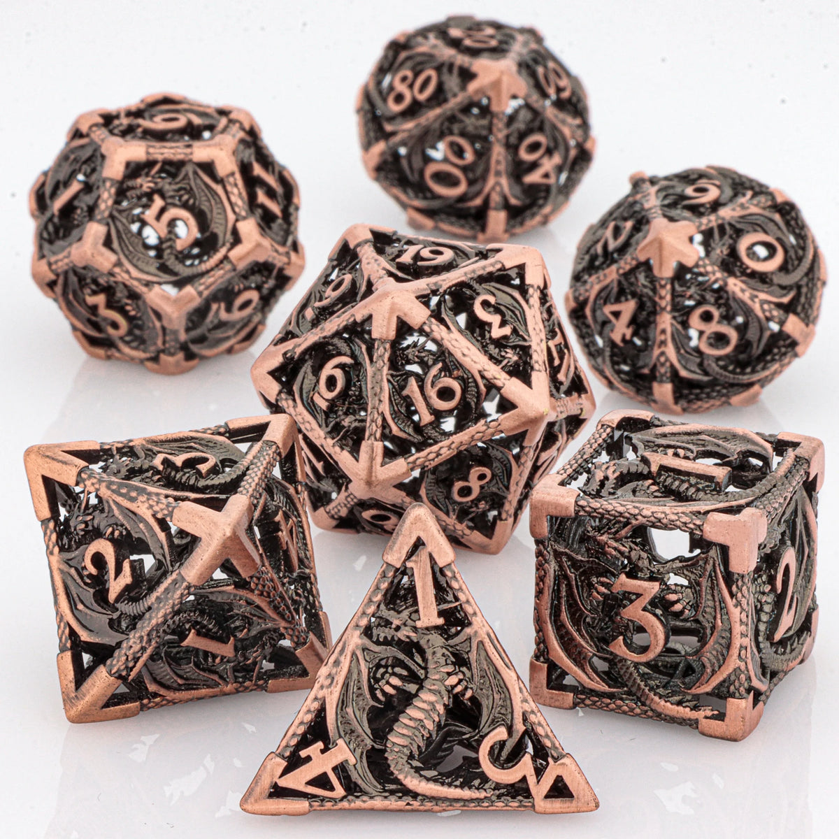 Hollow Metal Polyhedral Dragon Dice Set