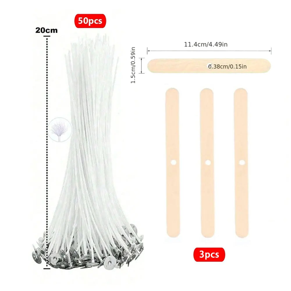 Cotton Candle Wicks Kit with Metal Stands (50-Piece)