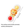 A bath toy set featuring a lion and a sun design with a rustling bell sound.