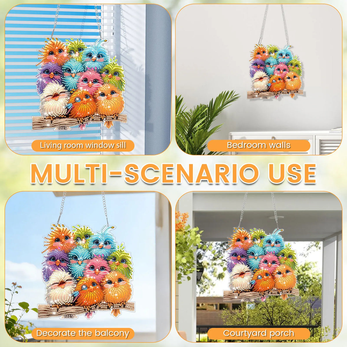 Multi-scenario use acrylic pendant craft featuring colorful animal shapes for home decor