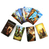 A deck of Modern Spellcaster's Tarot cards showing various mystical figures and scenes.