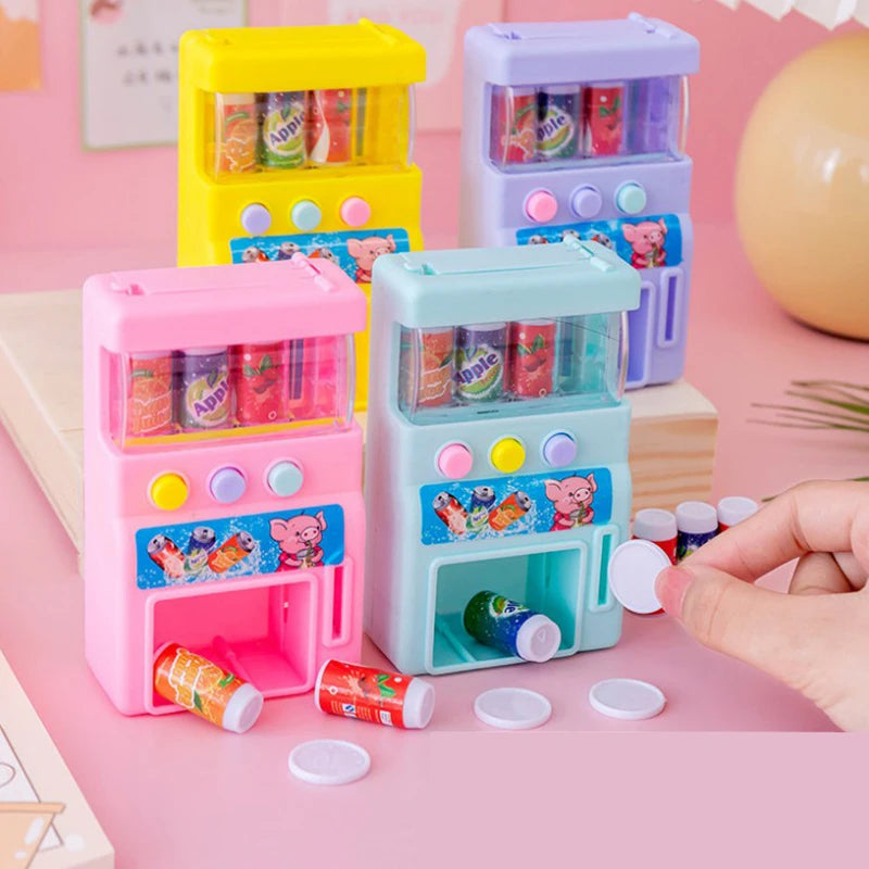 Kids Interactive Vending Machine Toy with Mini Drinks and Coins