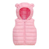 Pink quilted hooded vest for kids designed for autumn and winter
