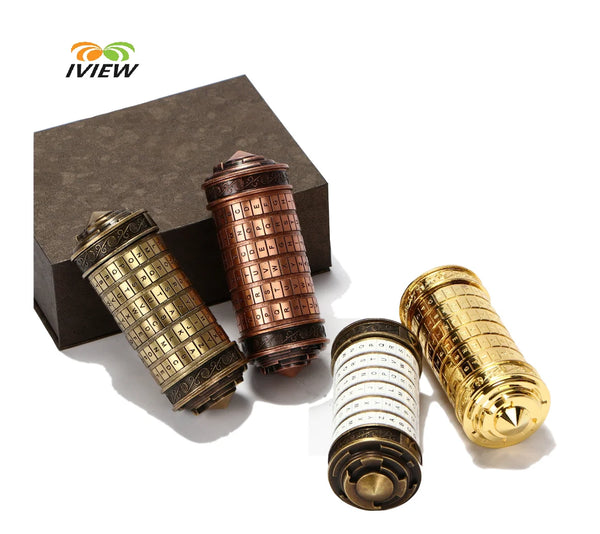 Da Vinci Style Metal Cryptex Love Lock with Rings