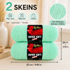 Two skeins of super soft light mint green acrylic yarn for knitting and crochet projects