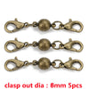 Five brass magnetic clasps for jewelry making, featuring strong metal connectors.