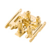 Precision brass skid plate for an SCX30 RC crawler with mounting posts.