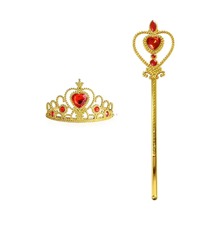 Gold and red royal princess crown and scepter playset for little girls