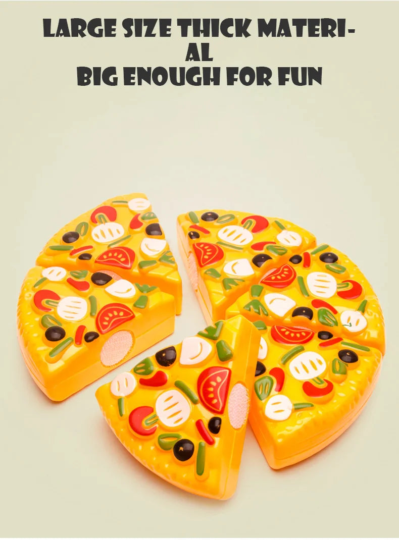 A bright yellow pizza-shaped food item decorated with colorful fruit and vegetable toppings.