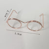 A pair of rose gold metal round glasses frames shown with dimensions 2.6cm and 3.9cm.