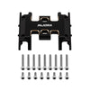 Black CNC aluminum skid plate for 1/24 RC crawler with mounting holes and screws