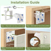 Installation guide showing steps to install a magnetic latch lock on a cabinet or drawer.