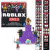 A box of Roblox Series 11 collectible building block figures and accessories, including a figure in a blue shirt and red pant