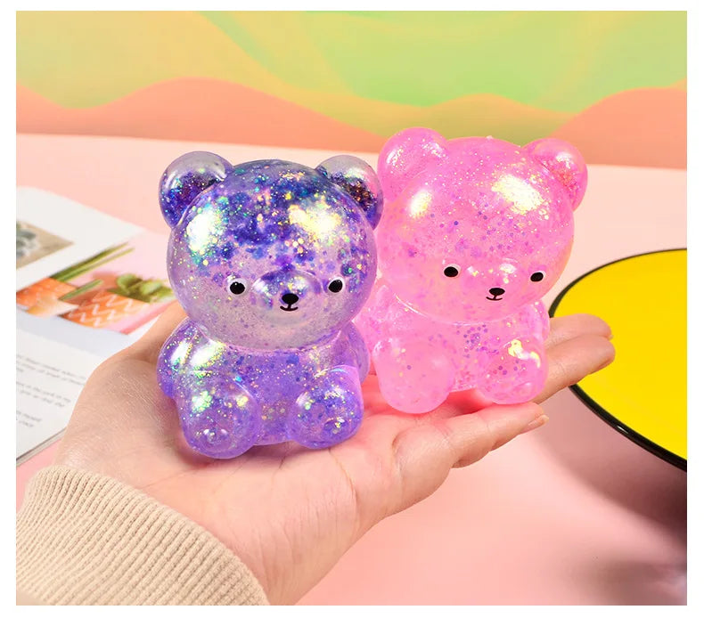 Glitter Gummy Bear Stress Relief Squishy Toy