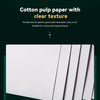 A stack of white cotton pulp paper sheets showing various textures and thicknesses.