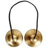 Handcrafted brass tingsha cymbals with eight auspicious symbols
