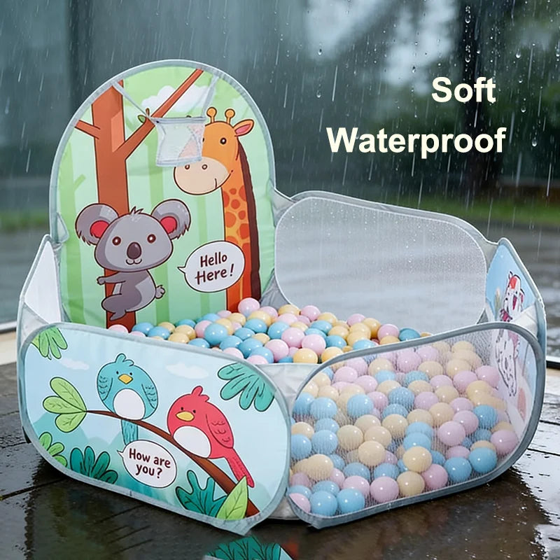 Foldable Kids Ball Pit Playpen with Basketball Hoop