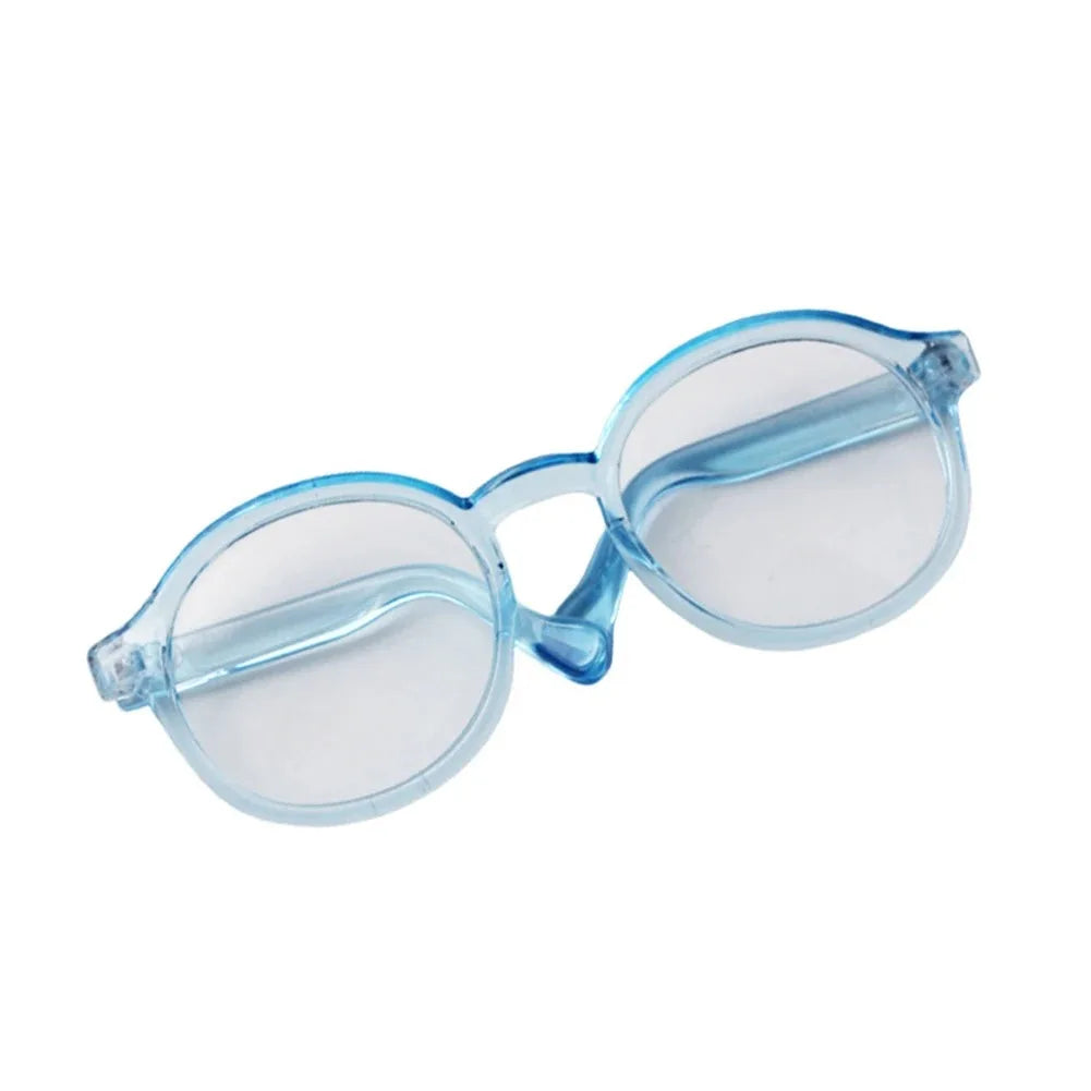 Pair of transparent blue doll glasses for BJD and Labubu dolls