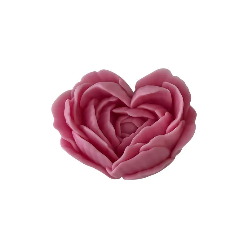 A pink heart-shaped flower silicone mold used for crafting candles, soap, and desserts.