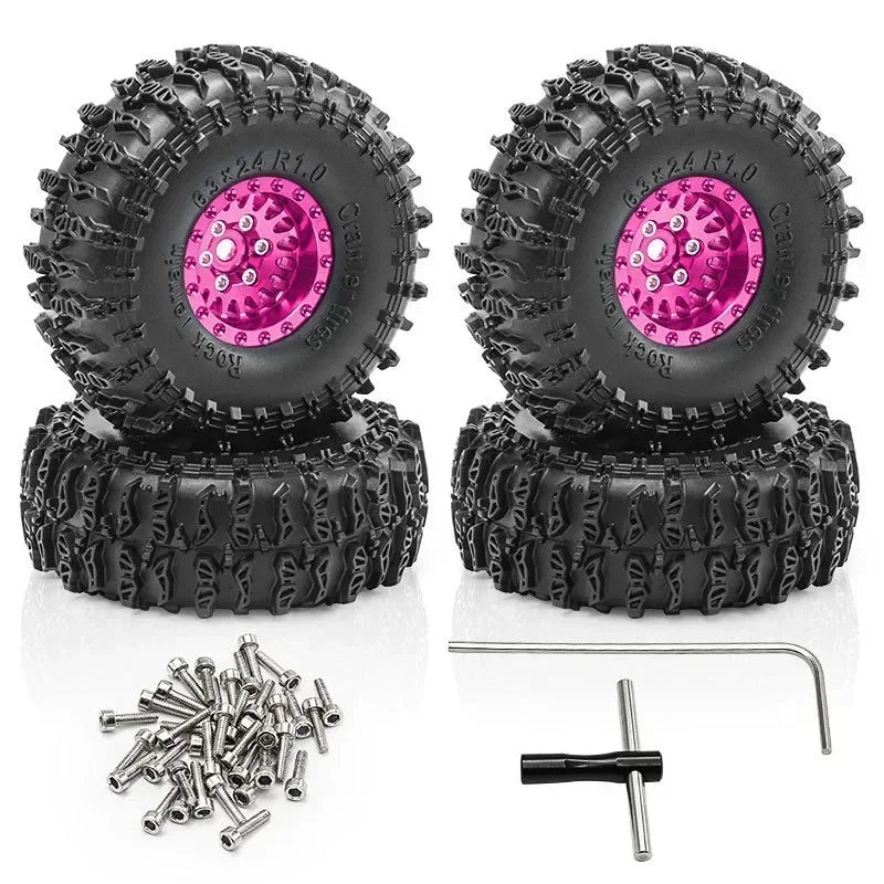 1/18 RC Crawler Metal Beadlock Wheel and Tire Set (4 pcs)