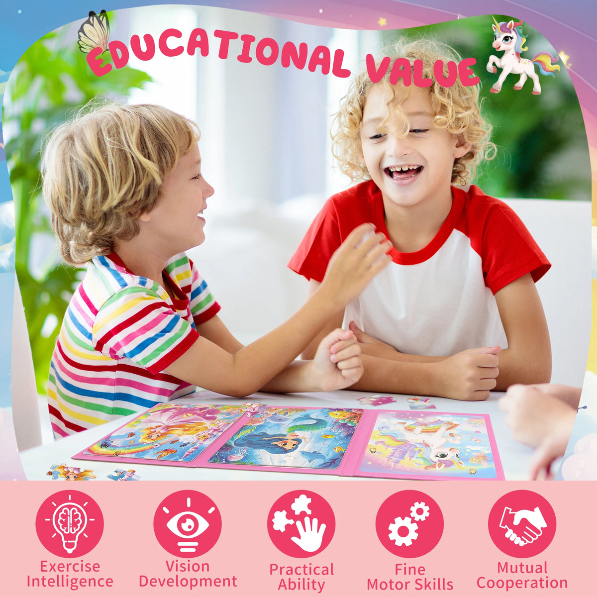 Unicorn Mermaid Magnetic Puzzle Set for Kids