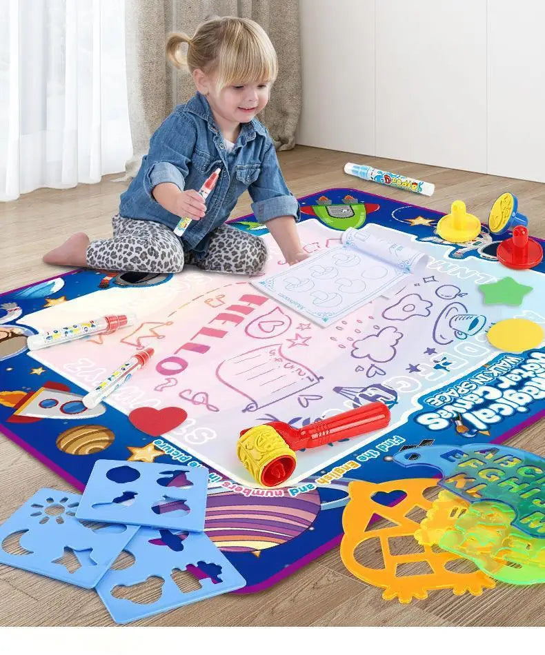 Magic Water Drawing Mat with Fluorescent Pens for Kids