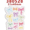 A pack of 31x40mm glitter acrylic flatback resin cabochons in various pink, yellow, and pastel colors.