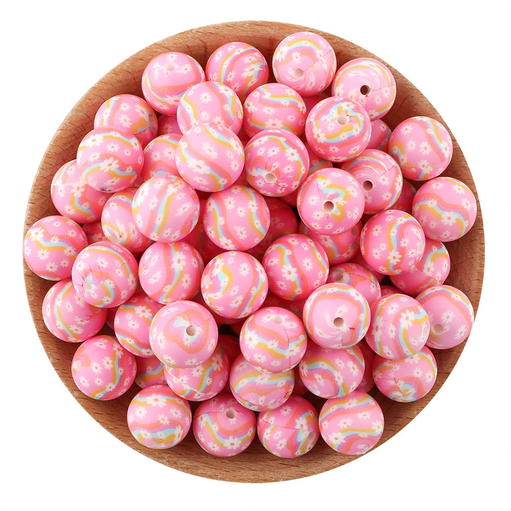 Pink Silicone Round Beads for DIY Jewelry Making