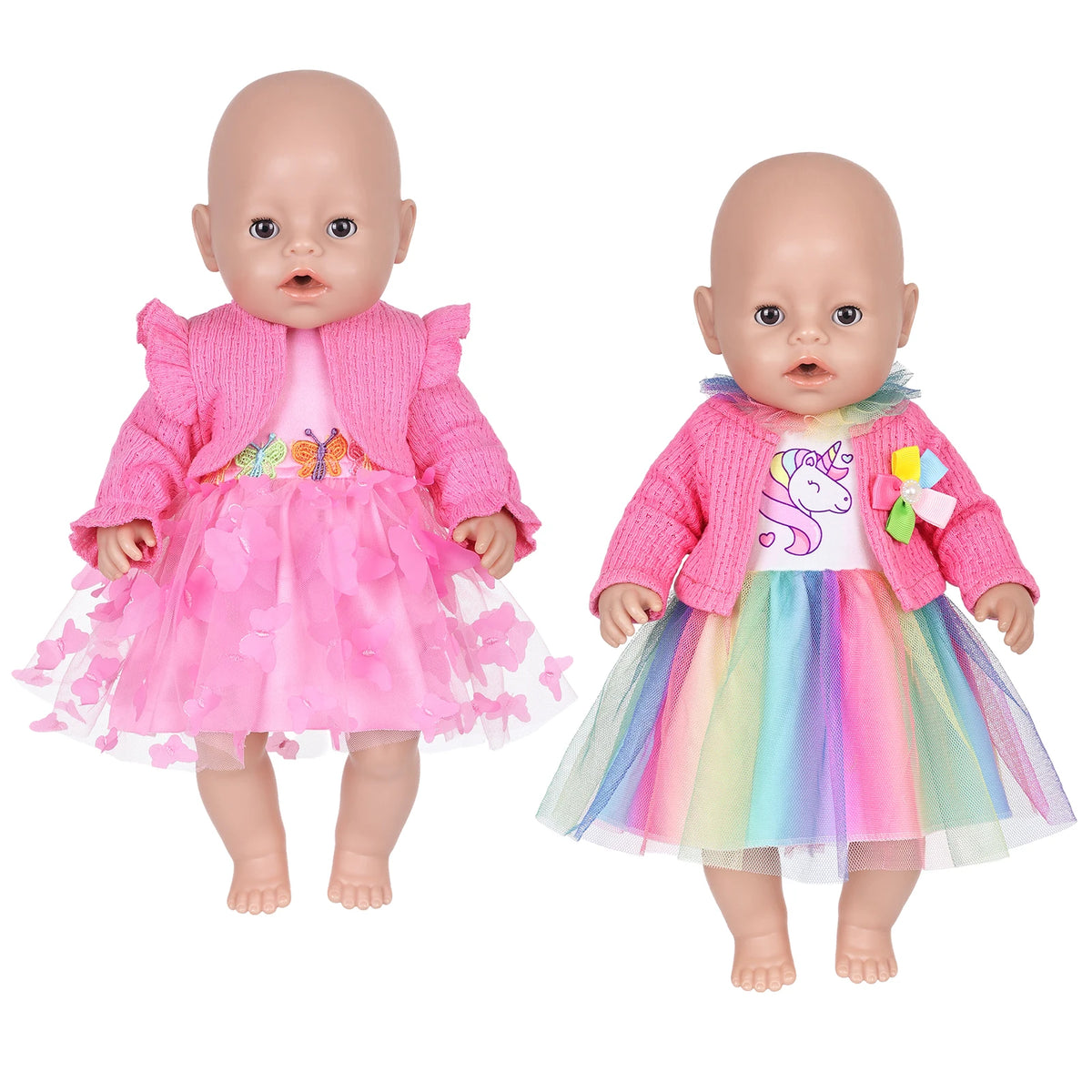 Adorable Baby Doll Clothing Set with Coat and Dress