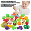 A collection of colorful, realistic-looking fruits and vegetables for a DIY cutting music toy set.