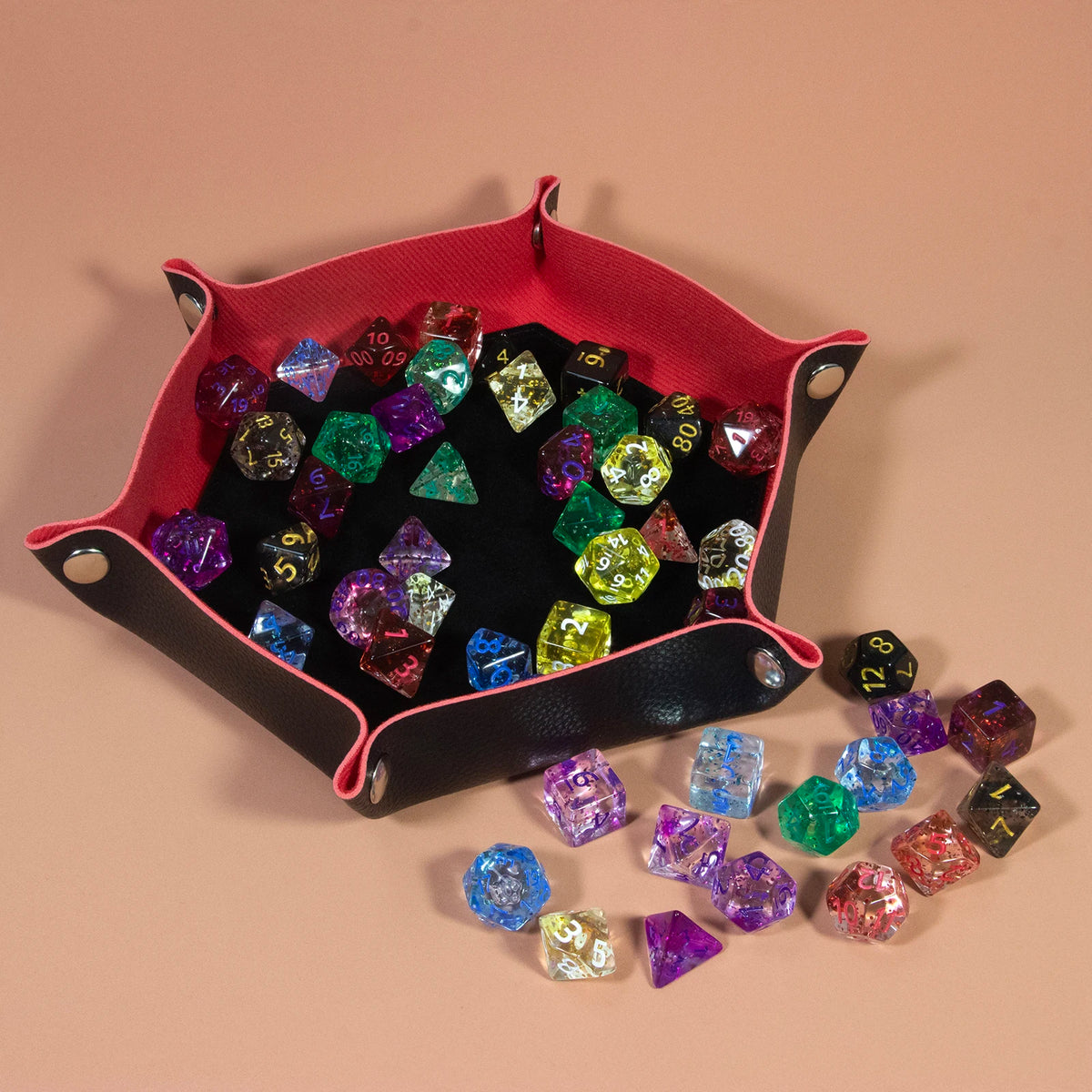 Nebula Effect Polyhedral Dice Set — 7 Transparent Acrylic Dice for D&D and RPGs