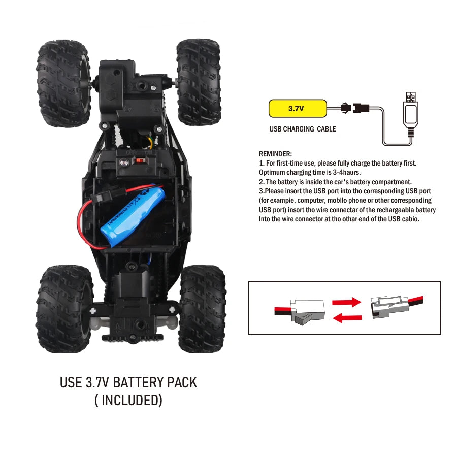 4-Way Remote Control Off-Road Car with LED Lights