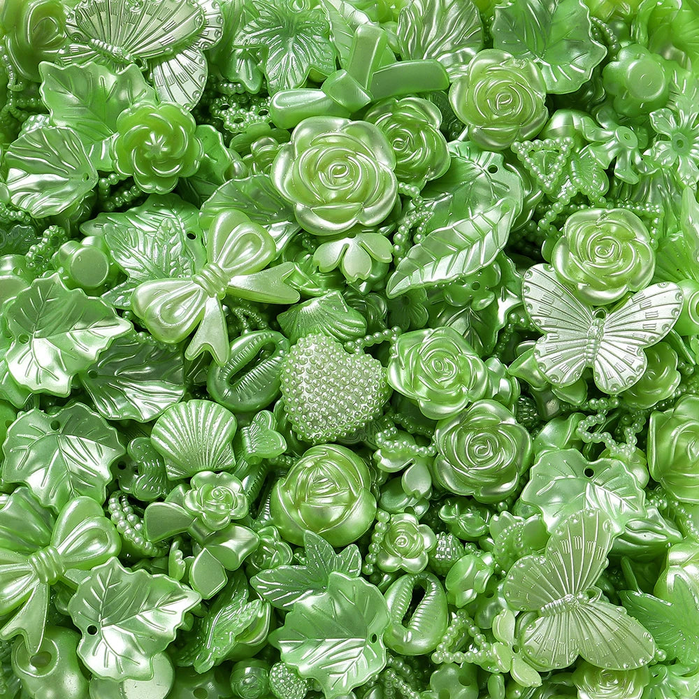 Green acrylic butterfly shell beads used for DIY jewelry making