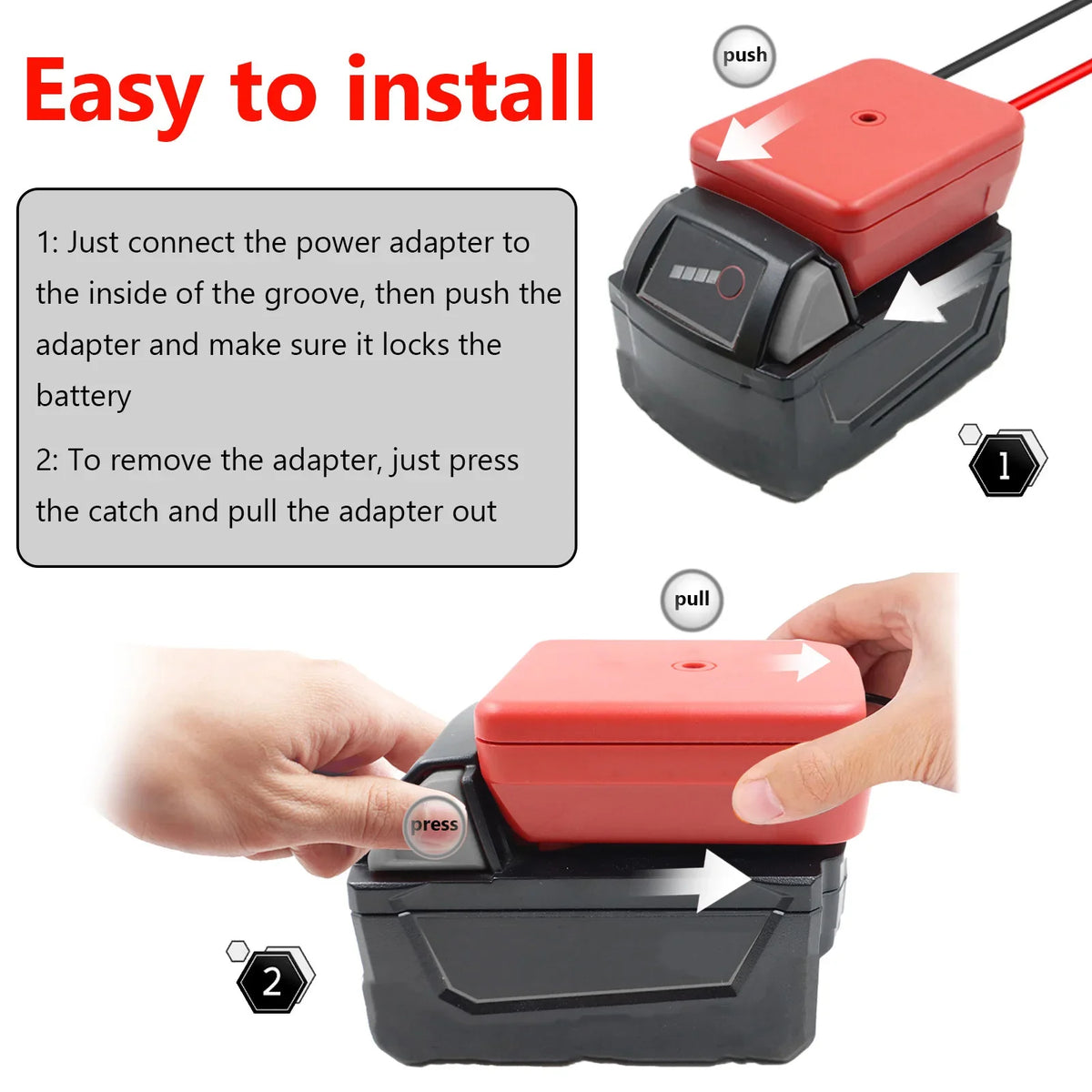 Battery Adapter with Switch and Fuse for Power Tool Batteries