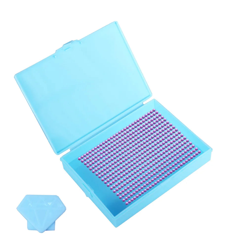 Light blue diamond painting storage organizer box with a removable tray
