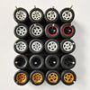 1/64 Scale Alloy Car Wheels with Rubber Tires - 10 Sets