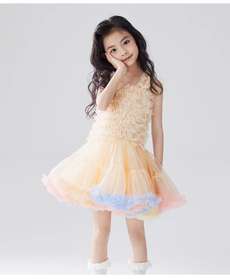 Children's Princess Tutu Dress with Ruffled Ball Gown Design