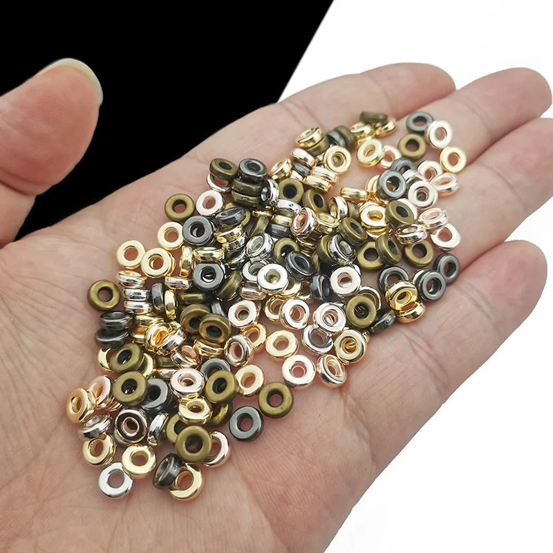 Rose Gold Plated Flat Round Spacer Beads for Jewelry Making