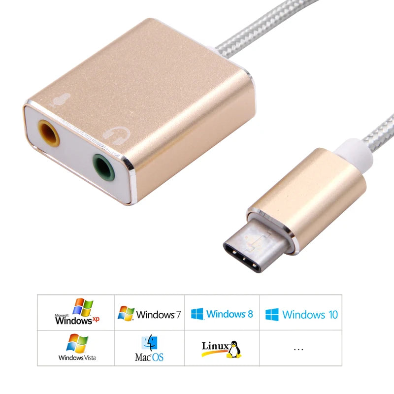 USB-C to 3.5mm Audio Adapter with Stereo Sound Card
