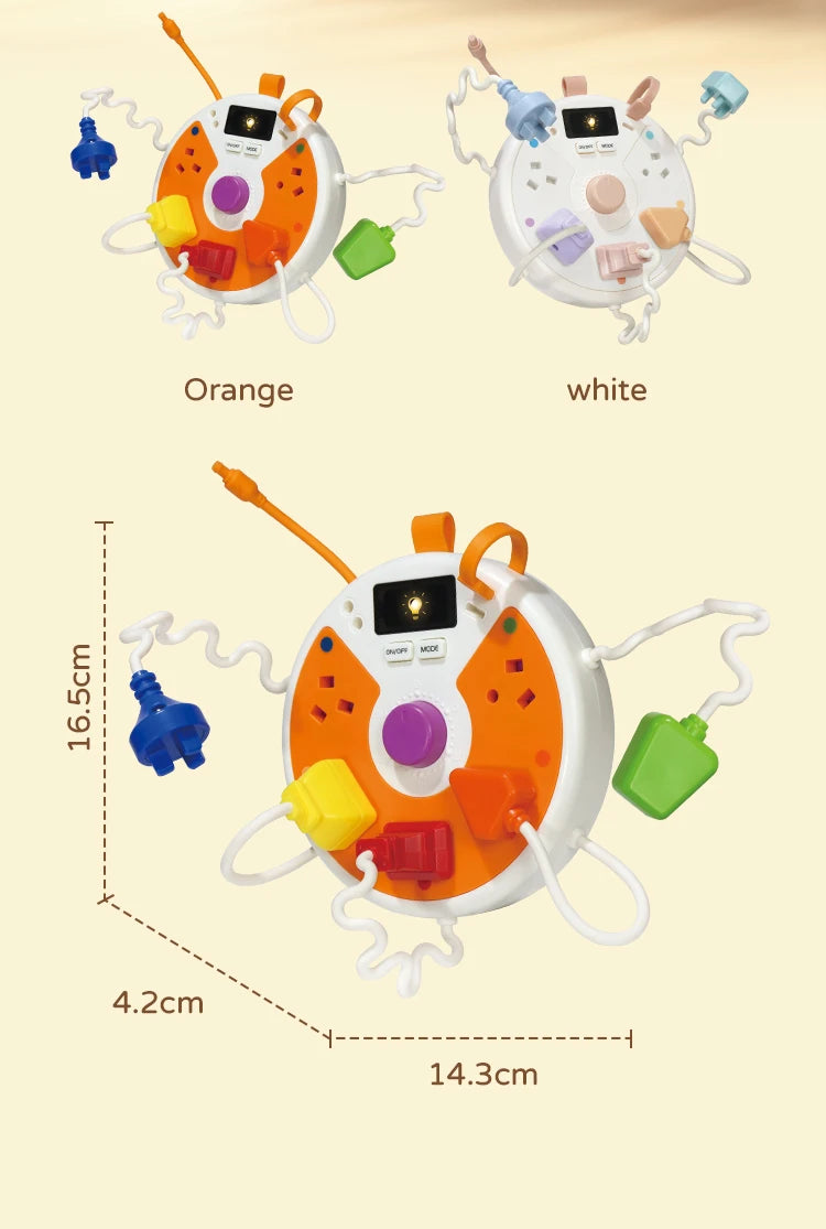 Montessori Busy Board with Light-Up Plugs – Sensory Travel Toy for Toddlers