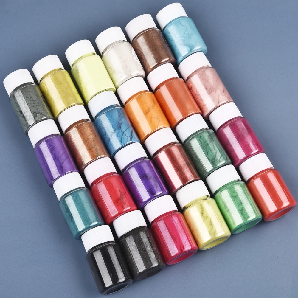 24-Color Mica Powder Set for Epoxy Resin, Soap, and Jewelry Crafting