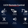 Diagram showing features of the 11CH Remote Control, including digging, uninstall, multi-directional control, sound, and fron