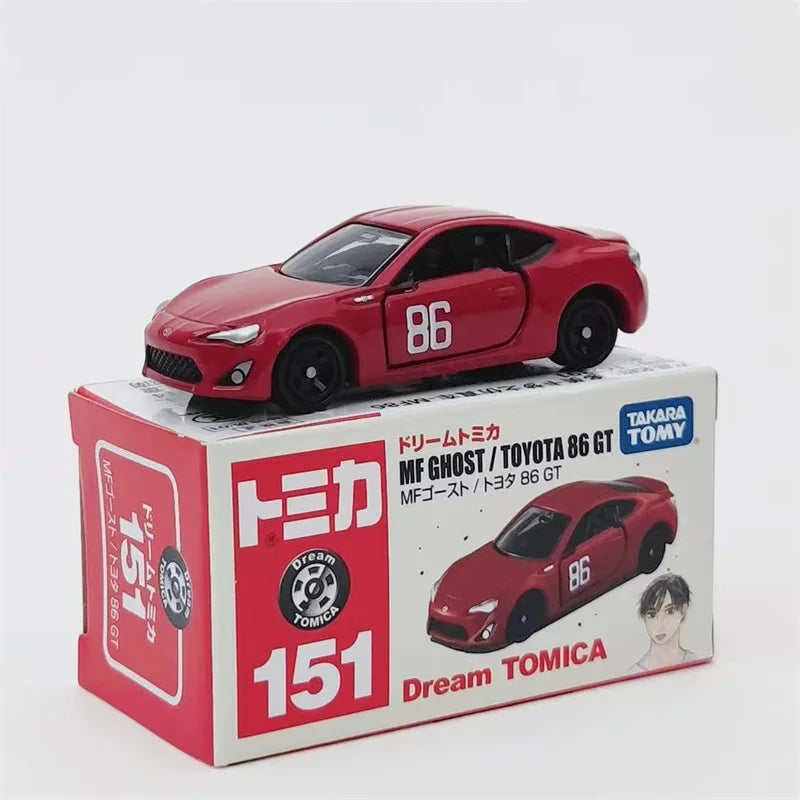 A red die-cast model of a sports car on its packaging box.