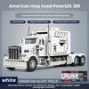 White American mop head Peterbilt 389 1:24 scale diecast truck model with lights and sound