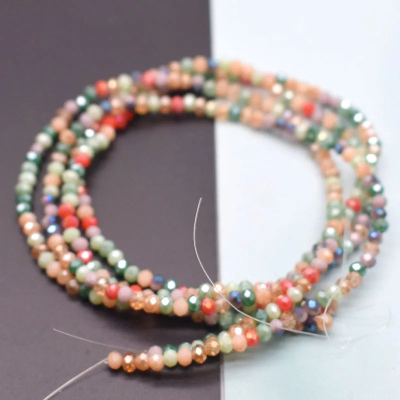 Mixed-Color Rondelle Glass Beads for Jewelry Making