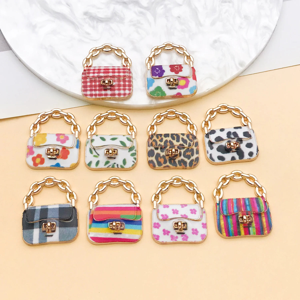 Colorful Enamel Handbag Charms for Jewelry Making