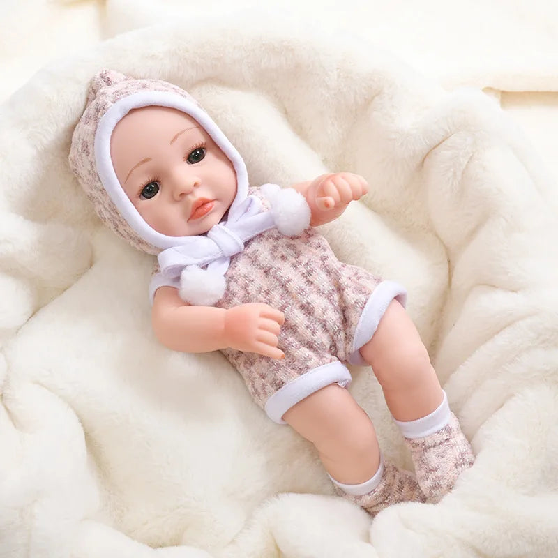 Lifelike 12-Inch Reborn Baby Doll with Outfit – Soft Vinyl, Huggable & Cute