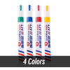 Four permanent paint markers in different colors, including green, blue, red, and yellow.