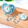 Personalized Zircon Pacifier Clip with Silicone Teether