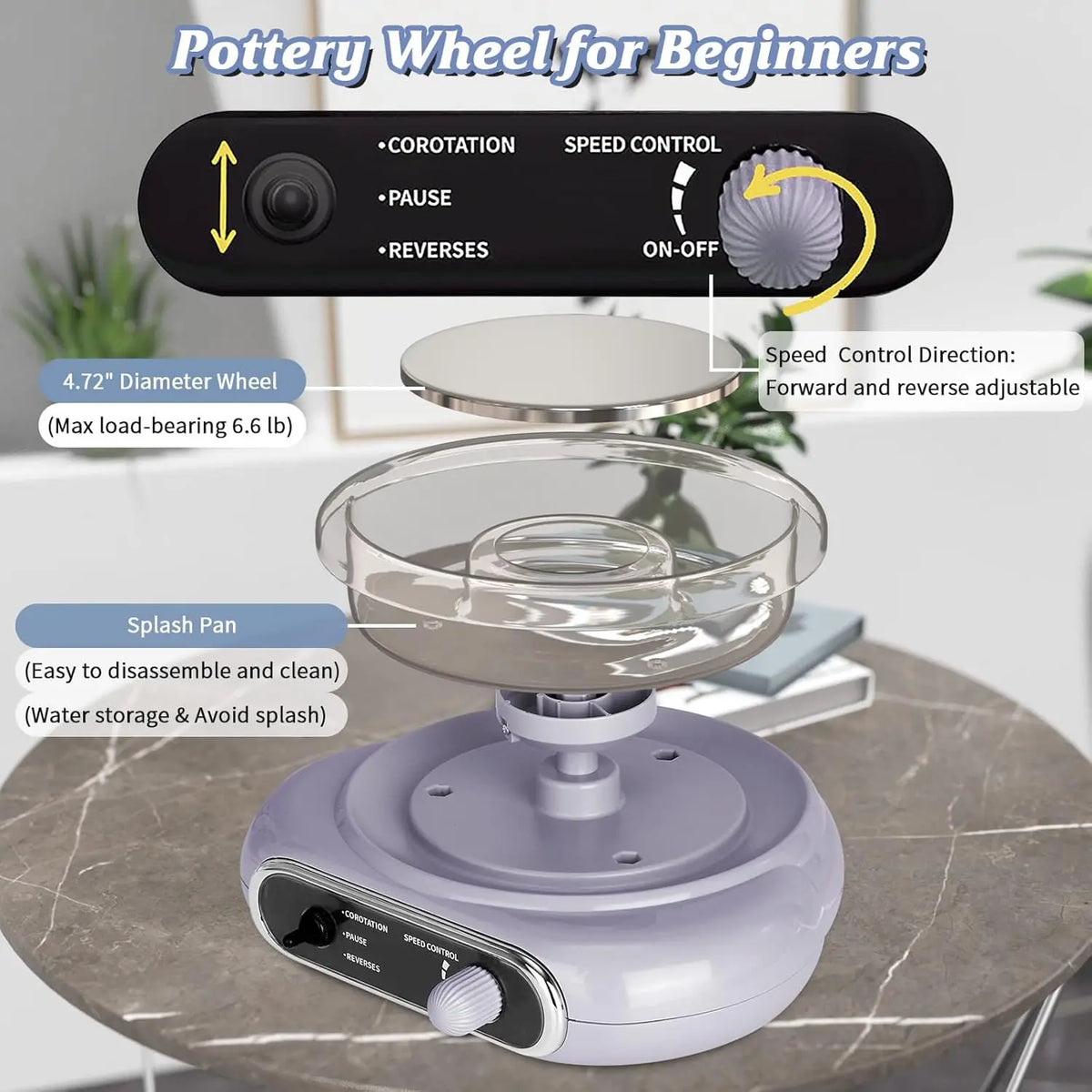 Compact Pottery Wheel Craft Kit with Tools and Paints